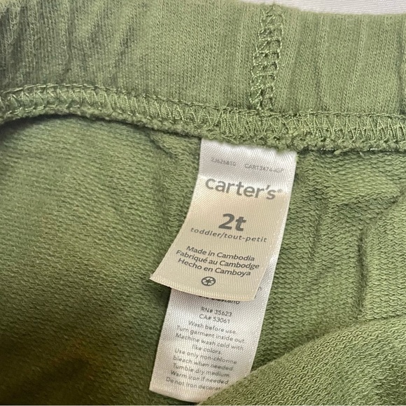 Carter’s 2T Toddler Hunter Green cinch waist & ankles jogger long pants PRELOVED - Picture 2 of 7
